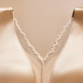 thumbnail image 5 of Kvture Seamless Satin Wireless Bra for Women Deep V Lace Trim Full Coverage Comfort No Underwire Everyday Bras Khaki Bras L, 5 of 9