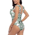 thumbnail image 5 of Yiaed Puppy Print Women's Ruffled One Piece Swimsuit V Neck Swimwear Slimming Monokini for Woman-X-Large, 5 of 8