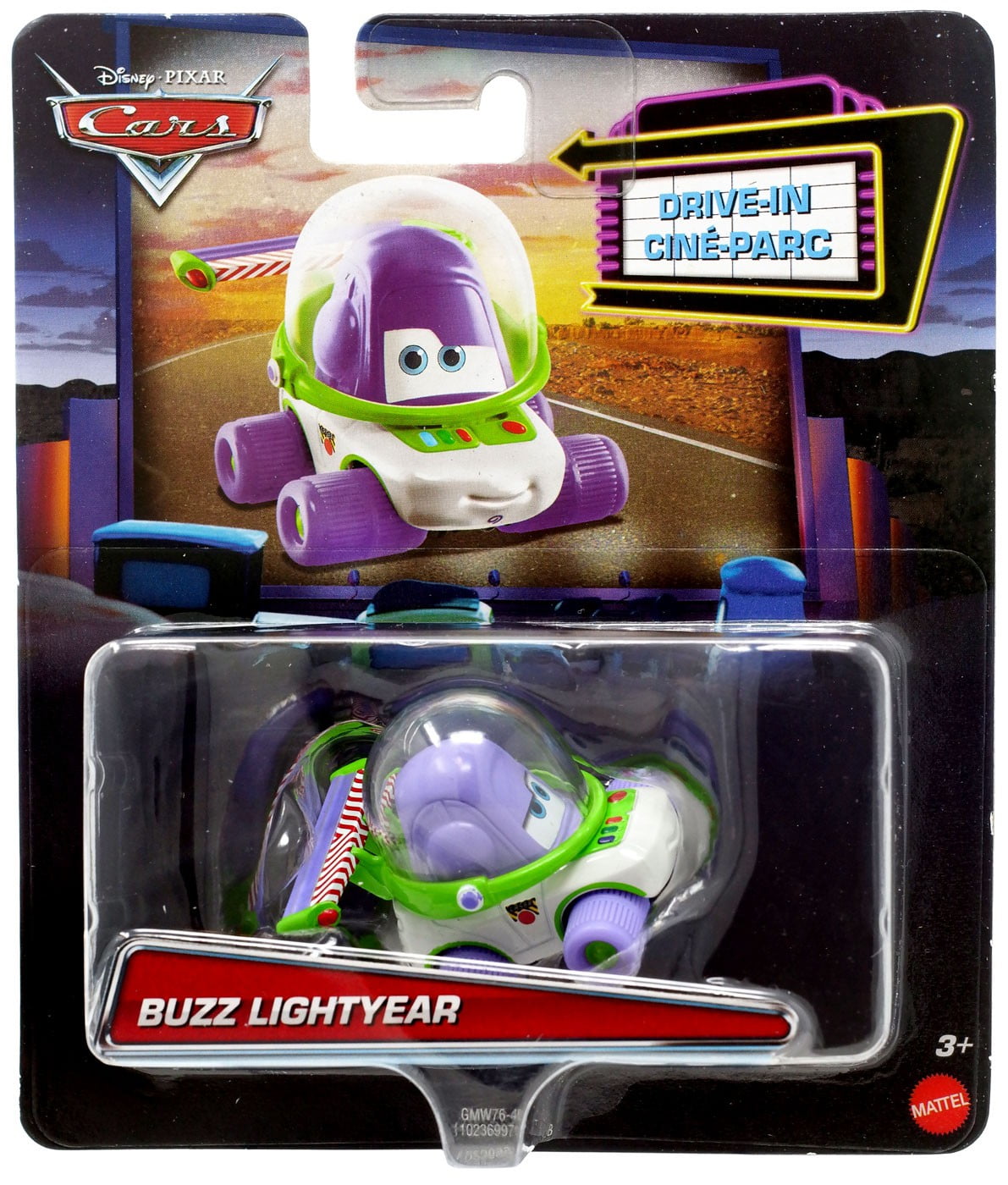 PIXAR CARS Toy Story BUZZ LIGHTYEAR DRIVE-IN Diecast CAR Mattel remix Disney 
