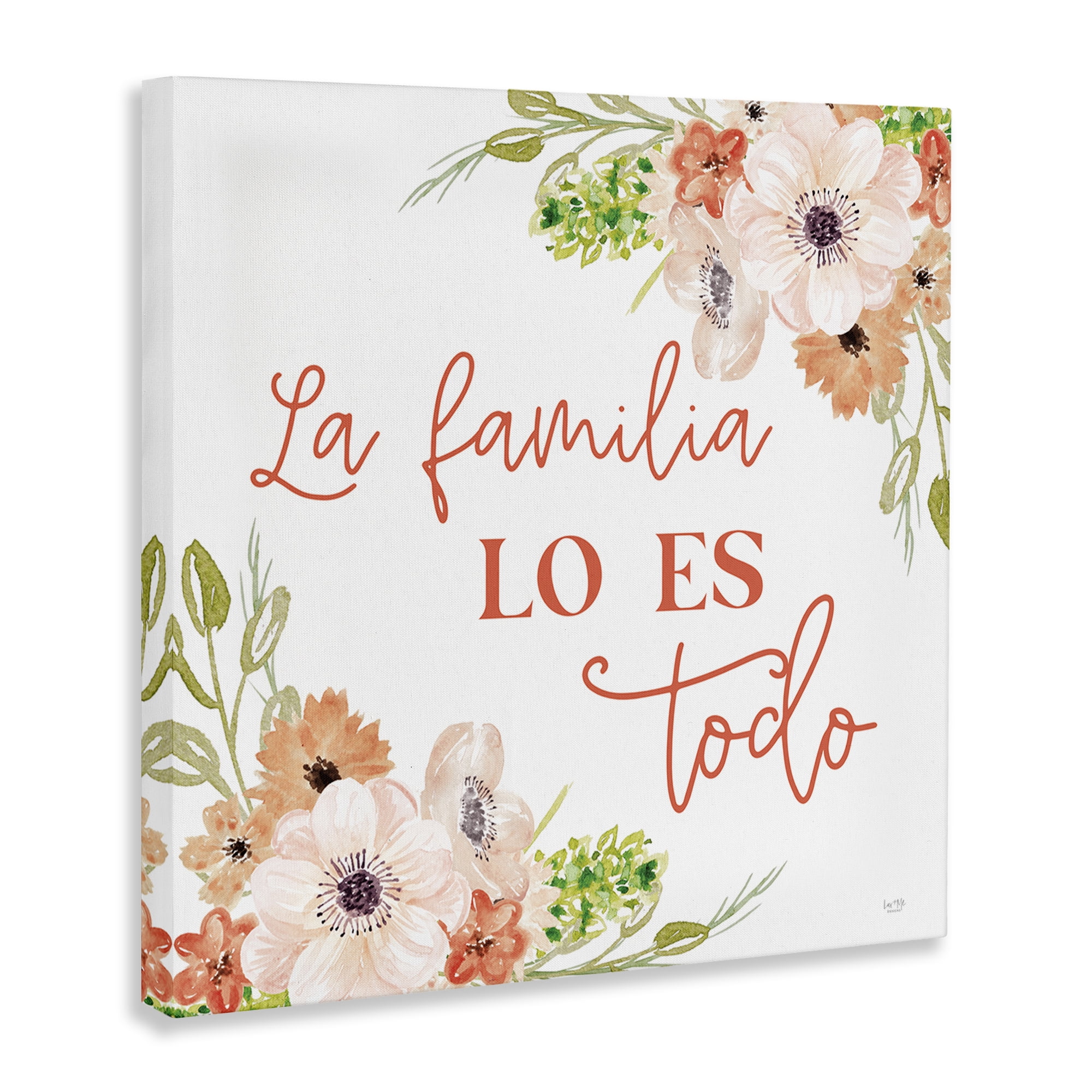 Stupell Industries Spanish Family Is Everything Plants & Flowers Painting Wrapped Canvas Art Print Wall Art, 17 x 17