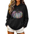 thumbnail image 3 of ThriftyPlait Halloween Graphic Hoodie for Women Casual Fall Pullover Sweatshirt with Front Pocket Long Sleeve Loose Fit Top for Holiday, 3 of 6