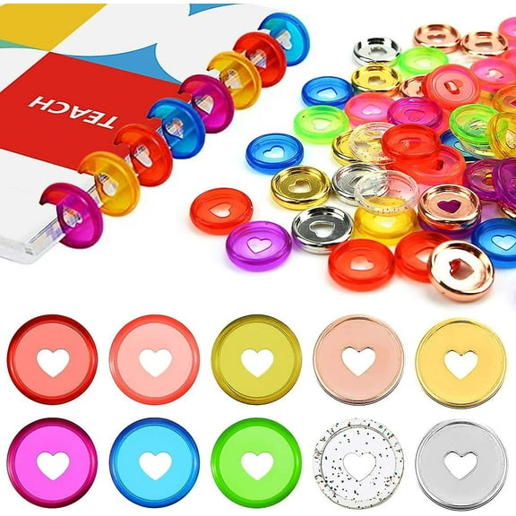 80 Pcs Plastic Book Binding Discs, 10 Colors Discbound Expansion Discs Heart Binder Rings For Diy Notebooks Planners