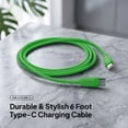 thumbnail image 2 of Powertek 6ft USB-C to USB-C Cable, Green, Neon Silicone, Fast Charging, Durable Charging Cord with Stable Data Transfer, 2 of 6