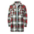thumbnail image 6 of CILENON Oversized Cardigan Women's Plaid Shirts Long Sleeve Flannel Lapel Button Down Pocketed Shacket Jacket Coats (Red,L), 6 of 6