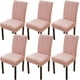 thumbnail image 1 of Nvzi 6 Pack Geometric Jacquard Plush Dining Chair Slipcover Removable Washable Soft Fuzzy Fluffy Chair Seat Protector Cover for Home Party Hotel Wedding Ceremony, Pink, 1 of 4