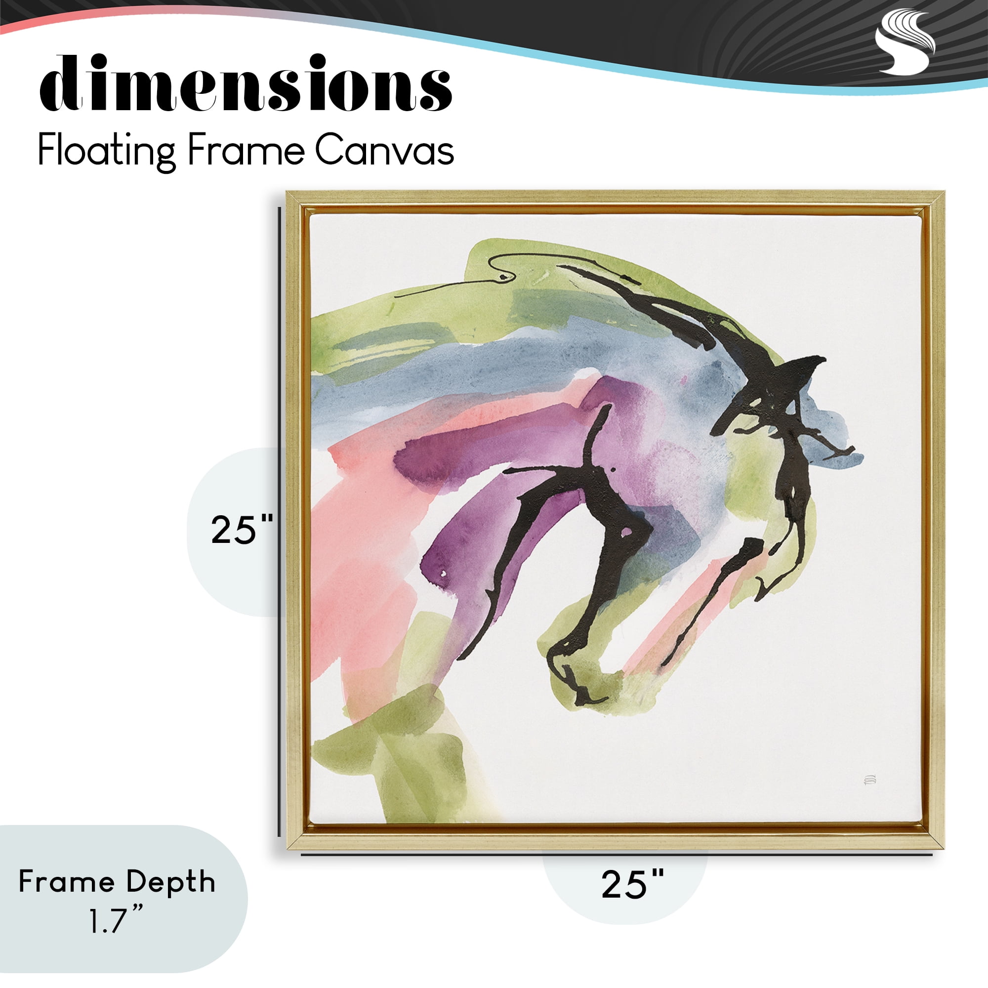 Stupell Industries Brushstroke Horse in Motion Gold Framed Floater Canvas Wall Art, design by Chris Paschke