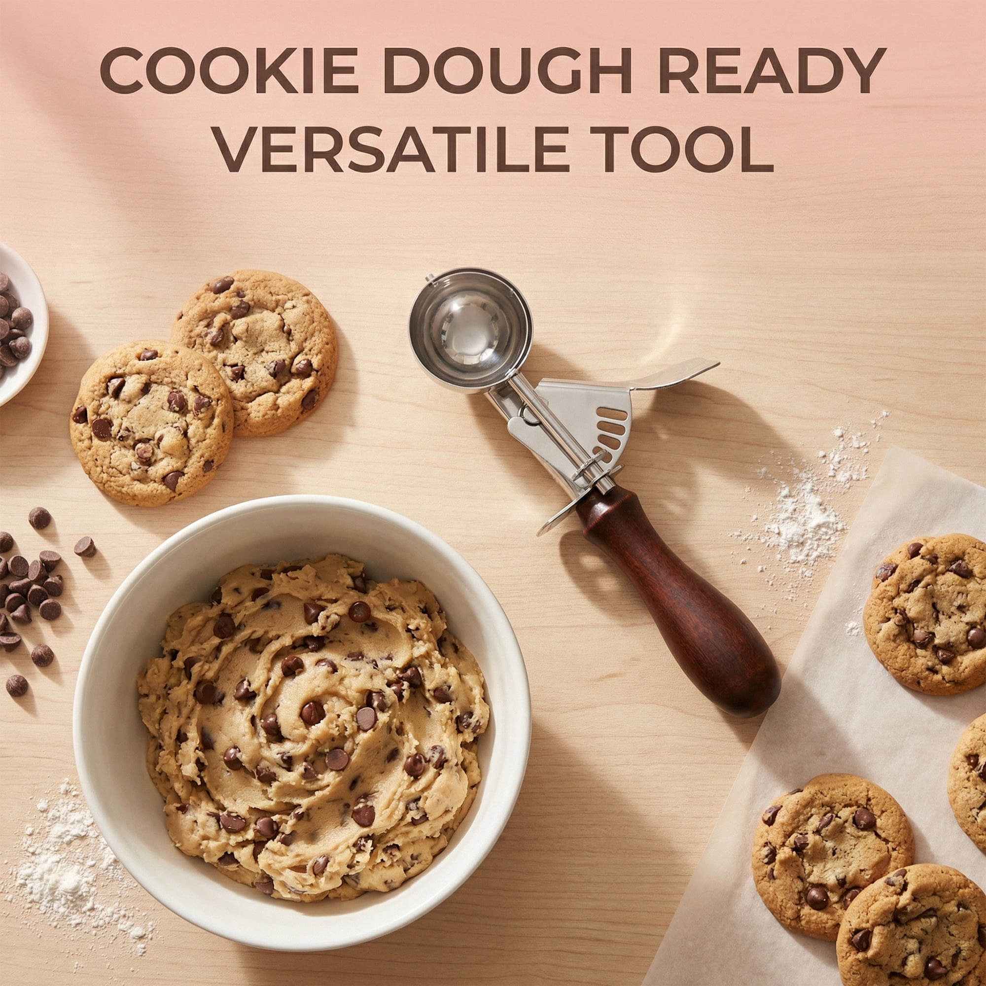 Unique Bargains Stainless Steel Ice Cream Scoop for Gelato and Sorbet Brown 7.9in