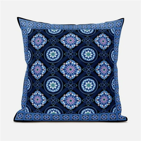 

Amrita Sen Designs CAPL1031FSDS-ZP-20x20 20 x 20 in. Mandala Floral Tiles Suede Zippered Pillow with Insert - Blue Black & Pink