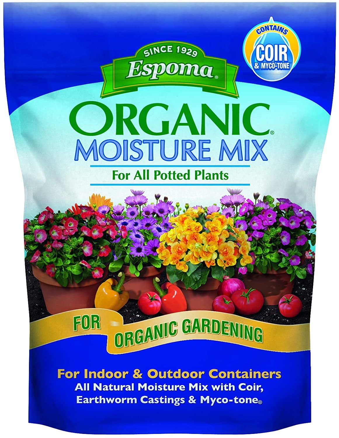Espoma Moisture Potting Mix, Natural & Organic, for Indoor & Outdoor Potted Plants, 8 qt