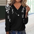 thumbnail image 2 of SHTXOZHI Women's Long Sleeve Shirts Ruffle V Neck Print Blouse Tops Casual Fall Outfit, 2 of 4
