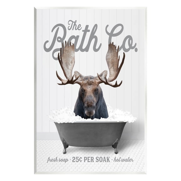 Stupell Industries Moose in Bubble Bath Animals & Insects Painting Unframed Art Print Wall Art, 10 x 15