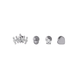No Boundaries 16G Cartilage CZ Stud Pack 3-Piece Set 