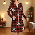thumbnail image 6 of Tnhcen Women's Christmas Reindeer Print Nightgown Holiday Themed Sleepwear Cozy Brushed Fleece Long Sleeve Pajama Dress with Zipper & Pockets (S-2XL), 6 of 7