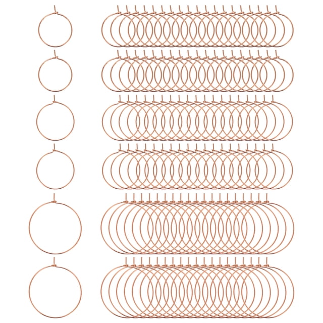 Uxcell 120 Pcs Aros para Pendientes para Hacer Joyería, 20/25/35 Aros de Alambre Delgado Suministros para Hacer Pendientes con Perlas, Aros Livianos Chapados para DIY Locket de Oreja, Oro Rosa