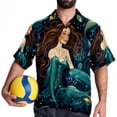 thumbnail image 4 of Mermaid Men's Short Sleeve Casual Printed Button Down Beach Shirt - Summer Unisex Top, 4 of 6