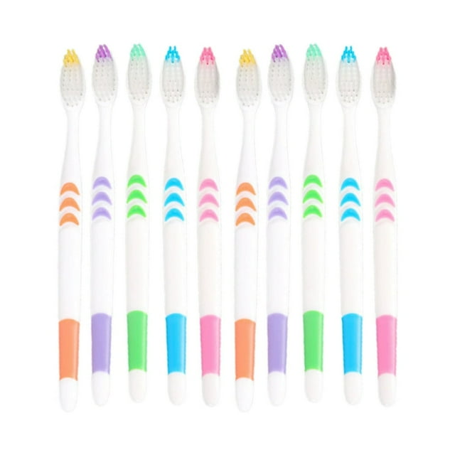 10Pcs Manual Toothbrushes Soft Bristle Teeth Care Plastic Home Travel Tooth Clean Brushes for Adults