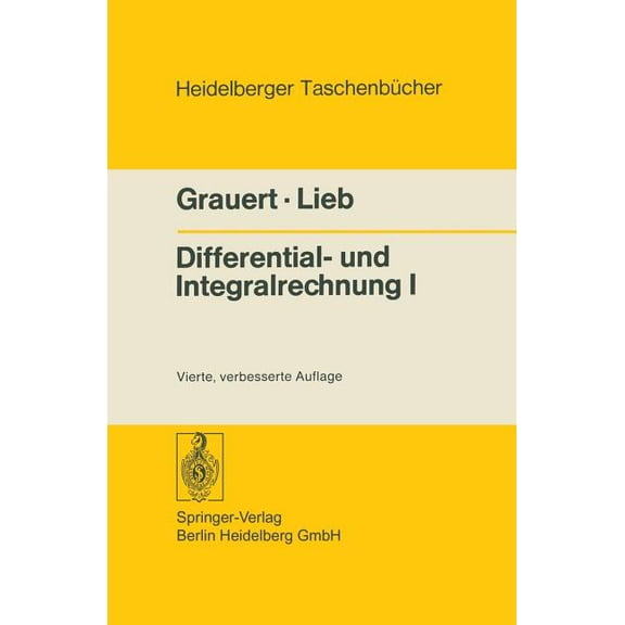 Heidelberger TaschenbÃ¼cher Differential- Und Integralrechnung I: Funktionen Einer Reellen VerÃ¤nderlichen, Book 26, (Paperback)