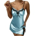 thumbnail image 1 of Mrat Lingerie pour Femmes Jeu de Rôle Nuisette en Satin Bleu Clair 2TG, 1 of 9