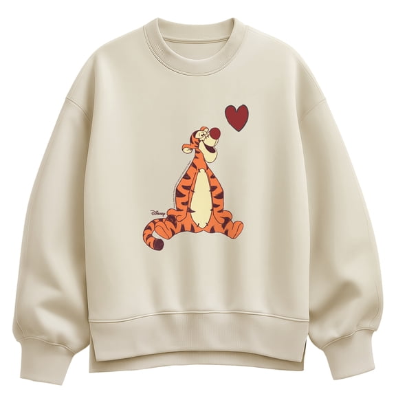 Winnie the Pooh - Tigger Heart Women's Oversized Fleece Crew Sweatshirt