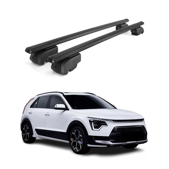 For 2023-2025 Kia Niro Lockable Roof Rack Cross Bars Luggage Carrier Black 2Pcs