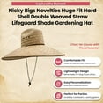 thumbnail image 2 of Nicky Bigs Novelties Handmade Huge Large Fit Hard Shell Double Weaved Straw Shade Gardening Hat Wide Brim Outdoor Sun Hats (Natural Brown, One Size), 2 of 8
