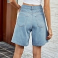thumbnail image 3 of Bwdbhd Jean Shorts Womens High Waisted Y2k Women Jean Shorts High Waisted Carpenter Denim Shorts with Pockets Trendy Fashion Summer Shorts Light Blue,XL, 3 of 5