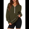 thumbnail image 2 of Sudadera con Capucha de Otoño para Mujer, Sudadera Corta de Larga con Media Cremallera, Jersey de Invierno, Ropa de Moda Verde XL, 2 of 10