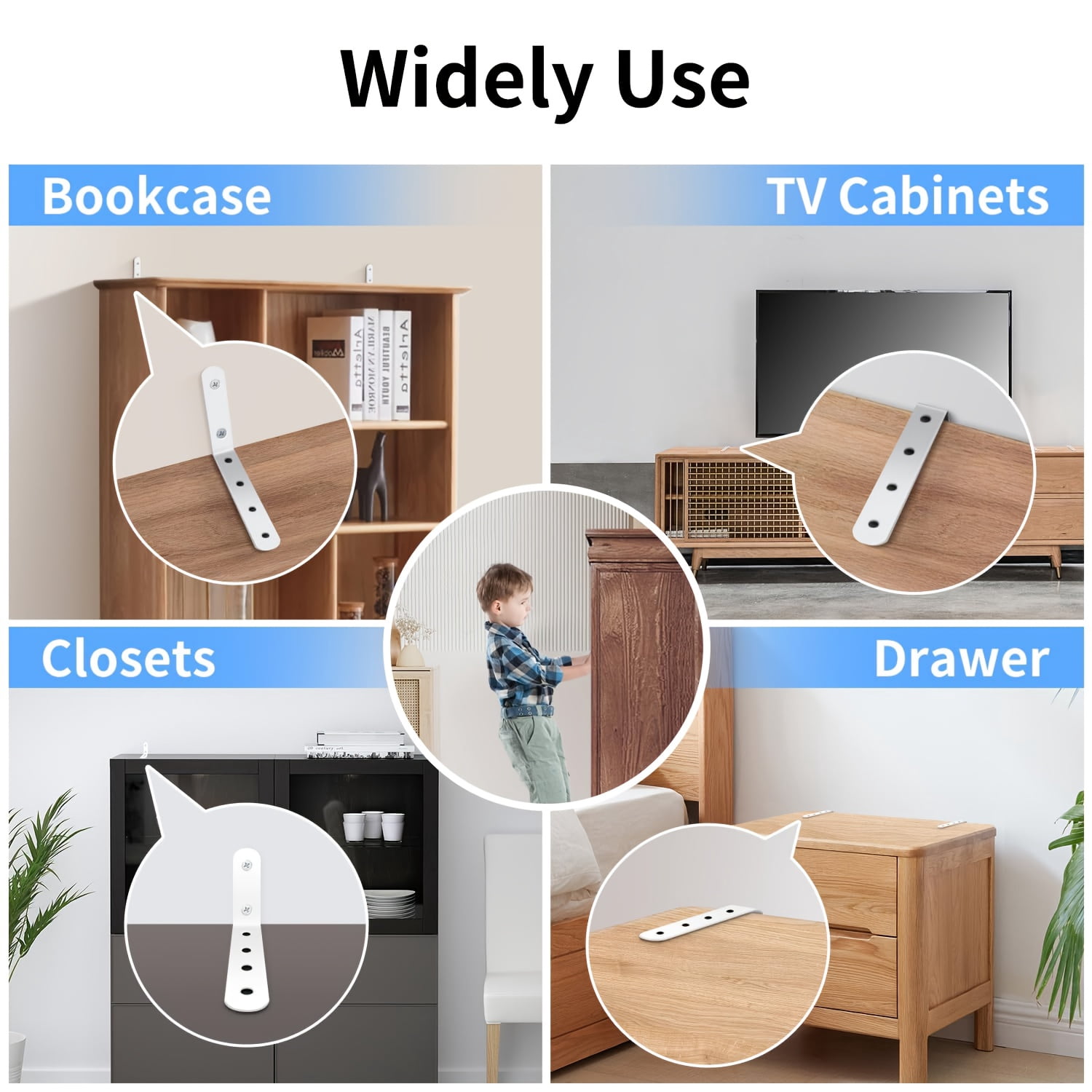 Furniture Anchors Wall Safety Straps: Anti-Tip Anchor Kit Secure Dresser Falling Earthquake Strap for Baby 2 Pack