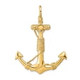 thumbnail image 1 of 14k Yellow Gold 3-D Solid Anchor with Rope Pendant, 1 of 3