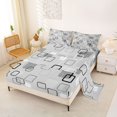 thumbnail image 2 of Castle Fairy Minimalism Outlined Square King Sheets 4pcs,Abstract Solid Square Bedding,Charcoal Gray White,1 Flat Sheet, 1 Fitted Sheet and 2 Pillowcases, 2 of 7