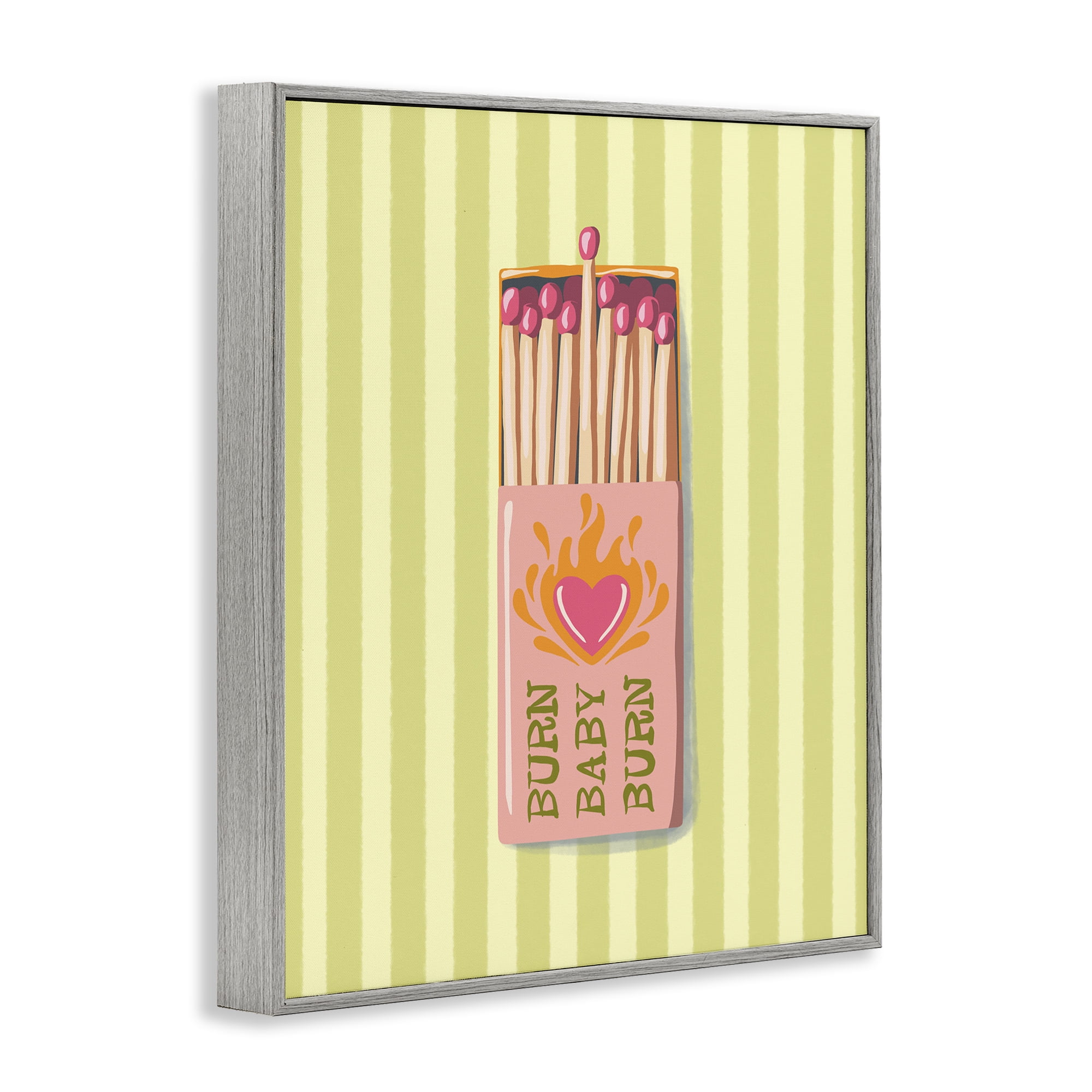 Burn Baby Matches Gray Framed Giclee Art, design by Elyse Anastacia