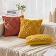thumbnail image 5 of ShiYe toys Fundas de almohada de color amarillo mostaza de 18 x 18 pulgadas, juego de 2 fundas de almohada de lana sintética de felpa suave para sofá, almohadas decorativas de estilo bohemio de granja, 5 of 5