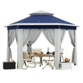 thumbnail image 1 of Gazebo Escamotable 13 X 13 Pi, Tente Extérieure Instantanée à un Clic avec Moustiquaire, 3 Hauteurs Réglables, Cadre Robuste, Sac à Roulettes, 1 of 6