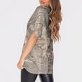 thumbnail image 4 of HOT!Maojin Ropa de trabajo de manga corta con cuello redondo y bolsillos para mujer, Tops estampados, Tops de verano para mujer, 4 of 7