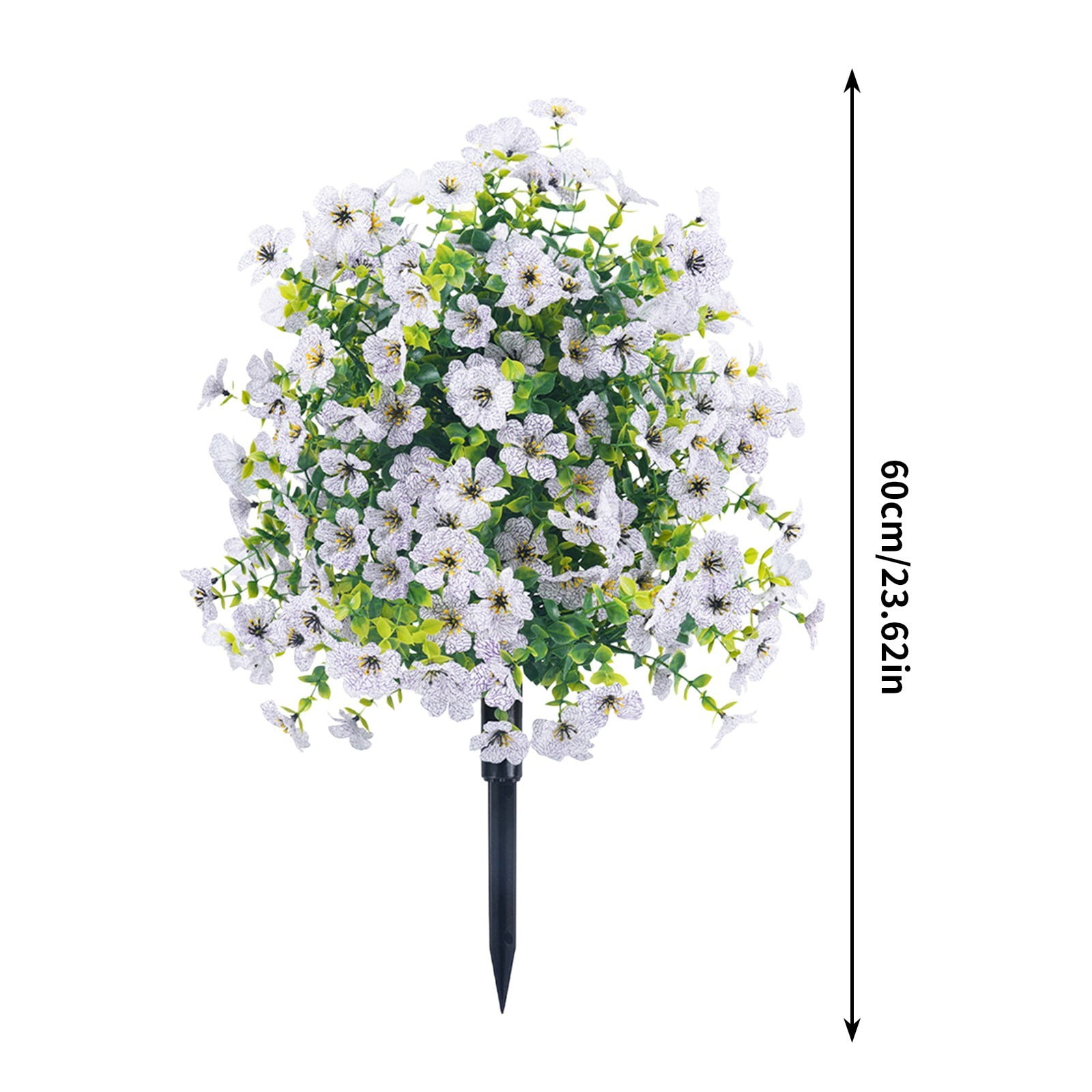 Bcylexb 23.6" 2-Pack Artificial Violet Flowers with Ground Spikes and Garden Stake, Faux Shrubs as Garden Accessories, Fake Plants for Outdoor Porch Patio Wedding Party, Pink