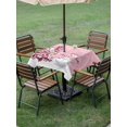 thumbnail image 3 of Outdoor Tablecloth with Umbrella Hole and Zipper, Pink Christmas Square Table Cloth 54x54 Inch Waterproof Tablecloth, Winter Snowman Xmas Pine Tree Snowy Picnic Table Cover for Patio Camping, 3 of 7