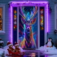 thumbnail image 4 of Kumdkd Fluorescent Christmas Door Cover 35x71 Inch, Santa and Tree Printed Holiday Banner for Indoor Outdoor Decor, Glowing Party Backdrop, Front Door Decoration for Home Christmas Party, 4 of 6
