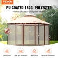 thumbnail image 2 of VEVOR Gazebo de patio para 6-8 personas, 10 x 10 pies, con mosquitero, estructura de metal y poliester recubierto de PU de 180 G, refugio para exteriores para patio, jardín, terraza, 2 of 9