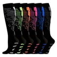 thumbnail image 2 of YAOBAMM Sports Compression Stockings 6 Pairs Unisex Compression Stockings High Elasticity Slip Striped Support Great Circulation Running Nursing Athletic, 2 of 6