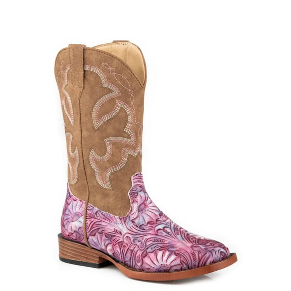 Roper Girls Raya Tie Dye Square Toe Cowboy Mid Calf Boots