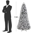 thumbnail image 3 of 7.5 ft Prelit Snow Flocked Christmas Tree with 350 Warm White LED Lights, Artificial Christmas Tree, Metal Stand and Hinged Branches,for Home Office Party Decoration, 3 of 8