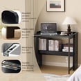 thumbnail image 3 of PUKNLY Folding Table with Storage Shelf, 32.6 Inch Computer Desk, Small Writing Desk for Bedroom Home Office Dorm and Apartment, Black, 3 of 5