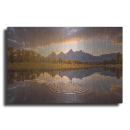Luxe Metal Art 'Schwabacher Sunset - Grand Teton National Park' by Darren White, Metal Wall Art, 24"x16"