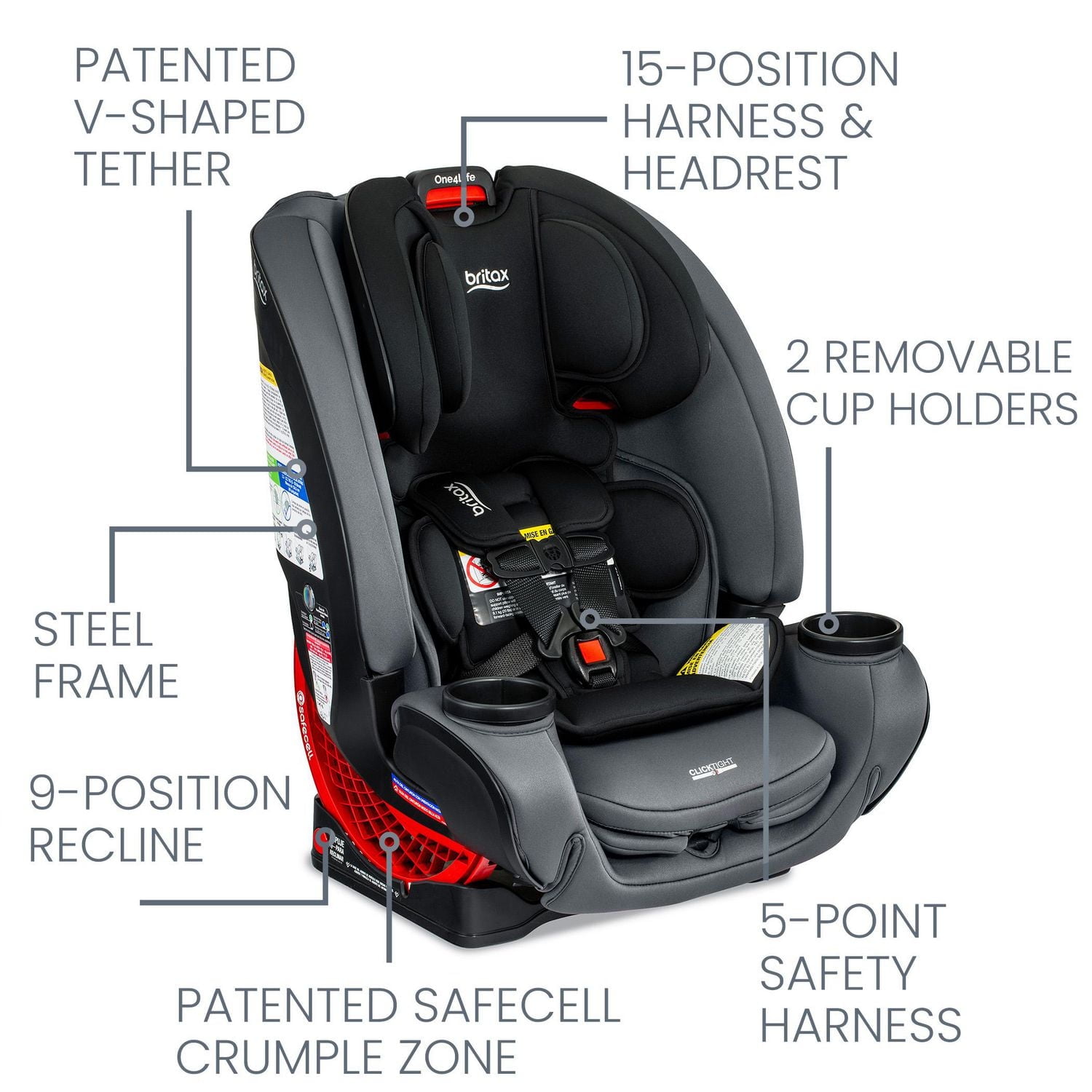 Siège d’auto tout-en-une One4Life de Britax, Glacier Graphite