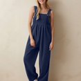 thumbnail image 2 of JJHGVB Overalls for Women Rompers for Mom Popular Women's Pants Solid Color Women's Casual Pants Overalls Cargo Pants Women Women Jumpsuit Blue L, 2 of 5