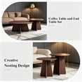 thumbnail image 3 of PUKNLY Round Nesting Coffee Table Set of 2, Modern Circle End Table Set, Mid Century Wooden Accent Tables, Small Side Table for Living Room Bedroom Balcony Office, Flexible Use, Space-Saving,Wanult, 3 of 7