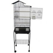 6894-4814BLK Villa Top Small Bird Cage with Stand in Black