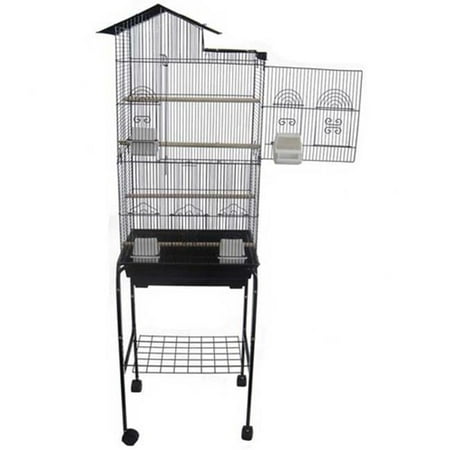 6894-4814BLK Villa Top Small Bird Cage with Stand in Black