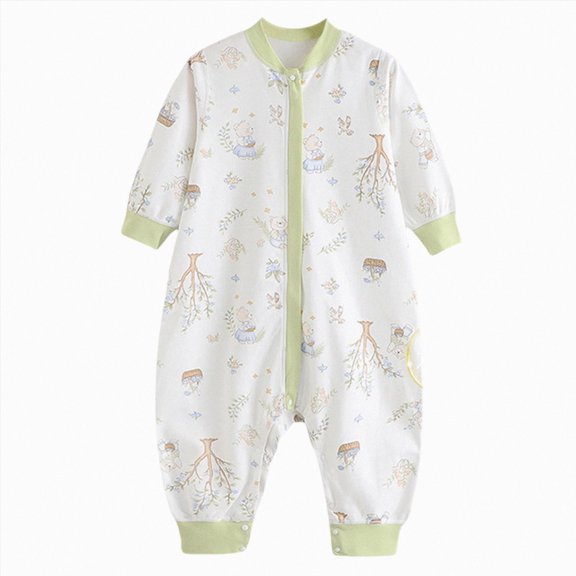 CAUYDY Newborn Boys Romper Baby Clothing Preemie Long Sleeved Bodysuit 0 3 6 9 12 18 24 Months Fall Winter Infant Boy Pajamas Toddler Sleepers Light Green for Sizes 4-5 Years