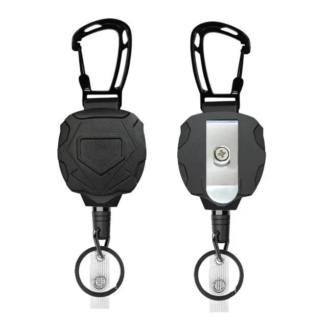 Retractable Business Metal Keychain Heavy Duty ID Badge Reel Strap Steel Retractable Rope Simple Key Buckle Ring Pendant Style2